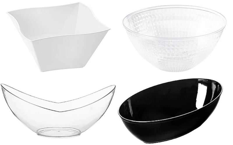 Disposable plastic bowls for microwaving, demonstrating different types of microwave-safe plastics.