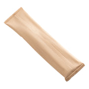 A sealed, rectangular brown paper packet with crimped edges and a vertical seam down the center. This compostable packet is simple and features no visible text or logos, perfectly complementing the Kaya Collection Natural Birch Wood Eco-Friendly Disposable Cutlery Set with Napkin – including spoons, forks, knives, and napkins inside.