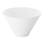 The White Round Deep Plastic Serving Bowls (96 oz.) feature a minimalist conical shape with smooth, clean lines and a wide rim. With its substantial 96 oz capacity, this bowl is versatile enough for various uses, from serving food to functioning as an elegant decorative piece. Its simple elegance is highlighted by the plain white finish.