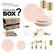 Pink Flat Round Disposable Plastic Tableware Set