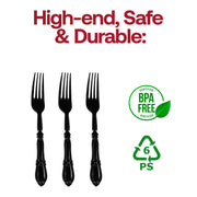 Black Baroque Disposable Plastic Dinner Forks BPA | Smarty Had A Party