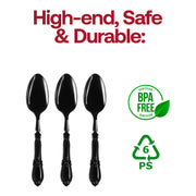 Black Baroque Disposable Plastic Dinner Spoons BPA | Smarty Had A Party