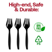 Black Disposable Plastic Serving Forks BPA | Smarty Had A Party