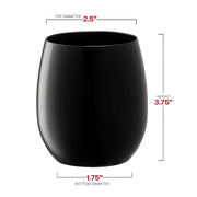 12 oz. Black Elegant Stemless Plastic Wine Glasses Dimension | Smarty Had A Party