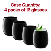 12 oz. Black Elegant Stemless Plastic Wine Glasses Quantity  | Smarty Had A Party