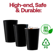 12 oz. Black Round Disposable Plastic Tumblers BPA | Smarty Had A Party