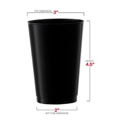 12 oz. Black Round Disposable Plastic Tumblers Dimension | Smarty Had A Party