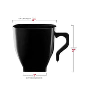 2 oz. Black Square Plastic Mini Coffee Tea Cups Dimension | Smarty Had A Party