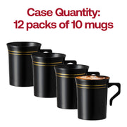 8 oz. Black with Gold Edge Rim Round Plastic Coffee Mugs Quantity | Smarty Had A Party