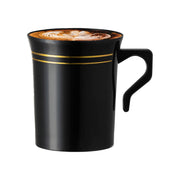 8 oz. Black with Gold Edge Rim Round Plastic Coffee Mugs Secondary | Smarty Had A Party