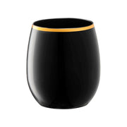 12 oz. Black with Gold Elegant Stemless Plastic Wine Glasses Main | Smarty Had A Party