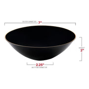 Black with Gold Rim Organic Round Disposable Plastic Soup Bowls Dimension | Smarty Had A Party