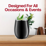 12 oz. Black with Silver Elegant Stemless Plastic Wine Glasses Lifestyle | Smarty Had A Party