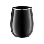 12 oz. Black with Silver Elegant Stemless Plastic Wine Glasses Main | Smarty Had A Party