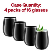 12 oz. Black with Silver Elegant Stemless Plastic Wine Glasses Quantity | Smarty Had A Party