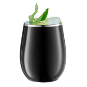 12 oz. Black with Silver Elegant Stemless Plastic Wine Glasses Secondary | Smarty Had A Party