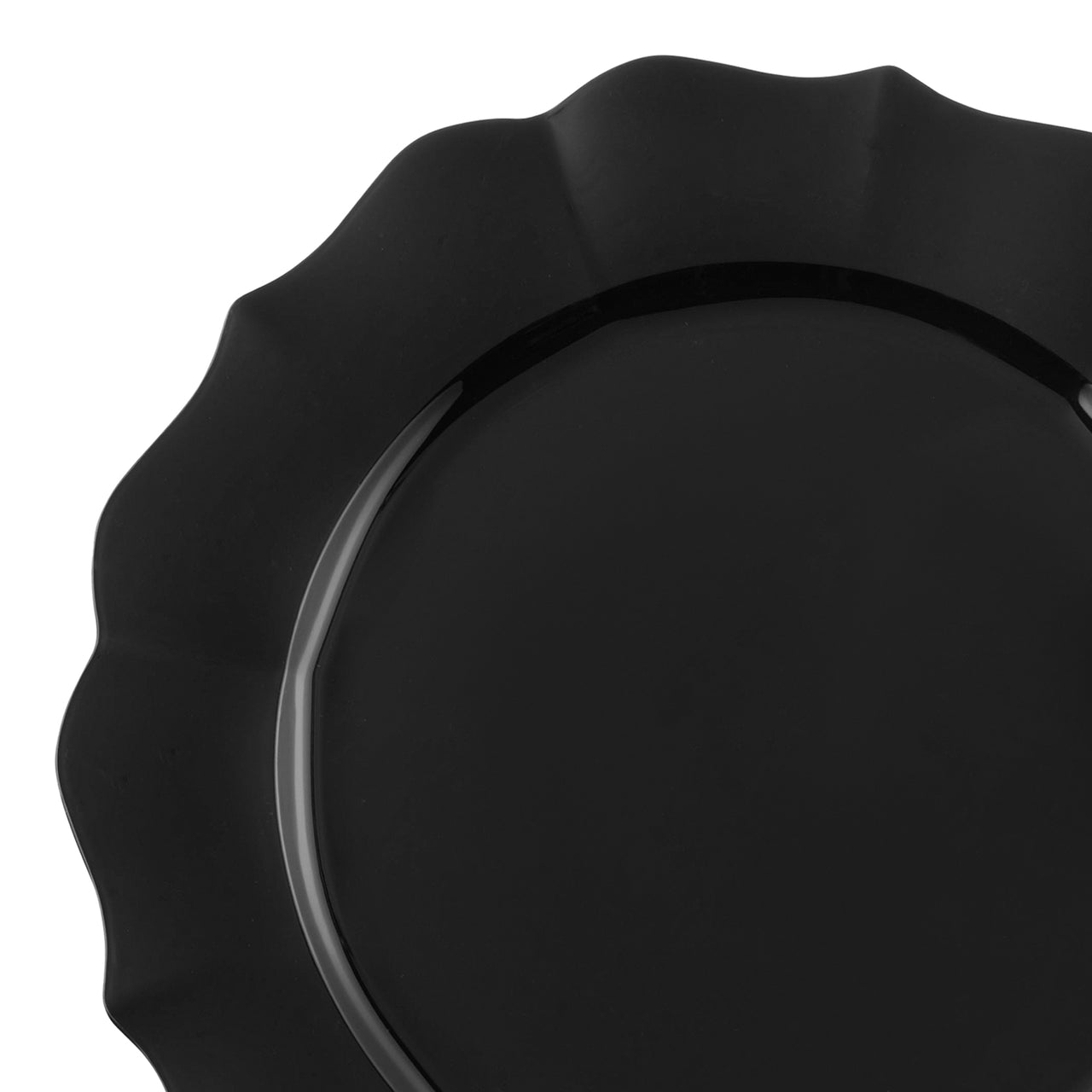 Black Round Lotus Plastic Dinner Plates 