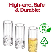 14 oz. Clear Crystal Cut High Ball Plastic Glasses BPA | Smarty Had A Party