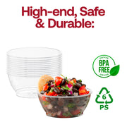 Clear Floral Round Disposable Plastic Dessert Bowls (6 oz.) BPA | Smarty Had A Party