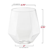 12 oz. Clear Hexagonal Stemless Plastic Wine Goblets Dimension | Smarty Had A Party