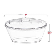 4 oz. Clear Oval Plastic Mini Cup with Lid and Spoon Dimension | Smarty Had A Party