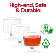 2 oz. Clear Round Plastic Disposable Mini Wine Glasses BPA | Smarty Had A Party