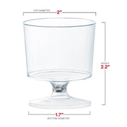 2 oz. Clear Round Plastic Disposable Mini Wine Glasses Dimension  | Smarty Had A Party