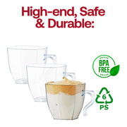 2 oz. Clear Square Plastic Mini Coffee Tea Cups BPA| Smarty Had A Party