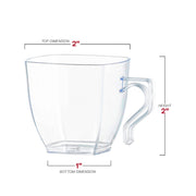 2 oz. Clear Square Plastic Mini Coffee Tea Cups Dimension | Smarty Had A Party