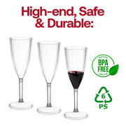 8 oz. Clear Stripe Round Disposable Plastic Champagne Flutes BPA | Smarty Had A Party