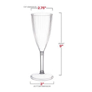 8 oz. Clear Stripe Round Disposable Plastic Champagne Flutes Dimension | Smarty Had A Party