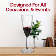 8 oz. Clear Stripe Round Disposable Plastic Champagne Flutes Lifestyle | Smarty Had A Party