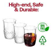 16 oz. Clear Stripe Round Disposable Plastic Tumblers BPA  | Smarty Had A Party