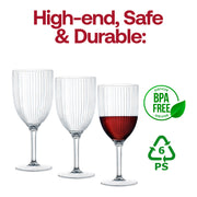 12 oz. Clear Stripe Round Disposable Plastic Wine Flutes BPA | Smarty Had A Party