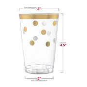 12 oz. Clear with Gold Dots Round Disposable Plastic Tumblers Dimension | Smarty Had A Party