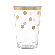 12 oz. Clear with Gold Dots Round Disposable Plastic Tumblers Main | Smarty Had A Party