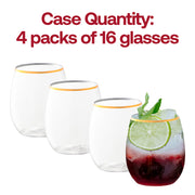 12 oz. Clear with Gold Elegant Stemless Plastic Wine Glasses Quantity | Smarty Had A Party