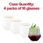 12 oz. Clear with Gold Rim Hexagonal Stemless Plastic Wine Goblets Quantity | Smarty Had A Party