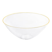 Clear with Gold Rim Organic Round Disposable Plastic Bowls (32 oz.) | Smarty Had A Party