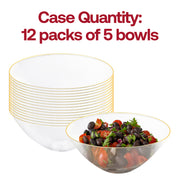 Clear with Gold Rim Organic Round Disposable Plastic Bowls (32 oz.) Quantity | Smarty Had A Party