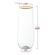 9 oz. Clear with Gold Stemless Plastic Champagne Flutes Dimension | Smarty Had A Party