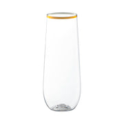 9 oz. Clear with Gold Stemless Plastic Champagne Flutes Main | Smarty Had A Party