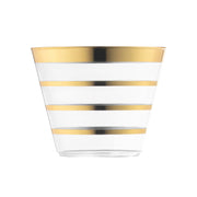 9 oz. Clear with Gold Stripes Round Plastic Party Cups Main | Smarty Had A Party