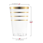 12 oz. Clear with Gold Stripes Round Disposable Plastic Tumblers Dimension | Smarty Had A Party