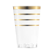 12 oz. Clear with Gold Stripes Round Disposable Plastic Tumblers Main | Smarty Had A Party