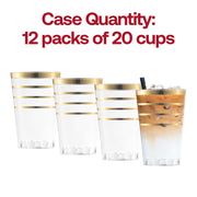 12 oz. Clear with Gold Stripes Round Disposable Plastic Tumblers Quantity | Smarty Had A Party