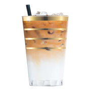 12 oz. Clear with Gold Stripes Round Disposable Plastic Tumblers Secondary | Smarty Had A Party