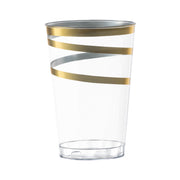 12 oz. Clear with Gold Swirl Round Disposable Plastic Tumblers Main | Smarty Had A Party