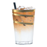 12 oz. Clear with Gold Swirl Round Disposable Plastic Tumblers Secondary | Smarty Had A Party