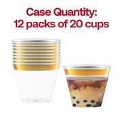 9 oz. Clear with Metallic Gold Rim Round Disposable Plastic Cups Quantity | Smarty Had A Party